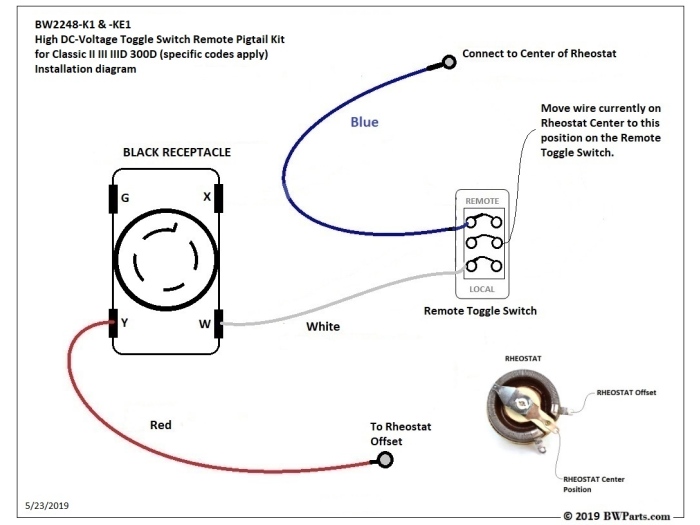 Classic II III IIID 300D Remote Control Receptacle Kit with High DC-Voltage  Toggle Switch (specific machine codes apply) - BW Parts