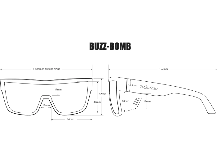 BOMBER BUZZ BOMB Safety Polarized Glasses Smoke BZ111 - BW Parts