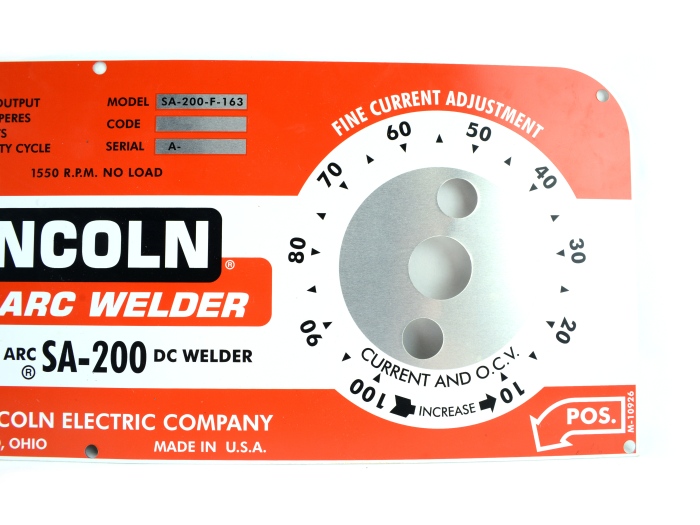 9SM10926 / M10926: Lincoln SA-200 RED FACE NAMEPLATE/FACEPLATE