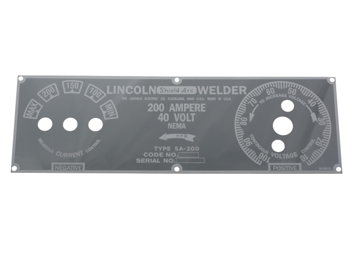 LINCOLN SA-200 Mirrored Stainless Long hood NAMEPLATE/FACEPLATE