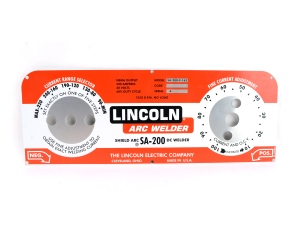 Lincoln SA-200 RED FACE NAMEPLATE/FACEPLATE M10926