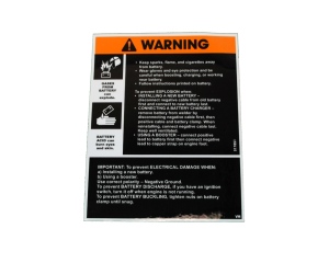Lincoln OEM Battery Warning Decal Sticker (9SS17851 / S17851)   3 5/8" x 4 3/4"