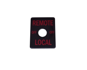 Remote Switch Plate - Black with Red Lettering