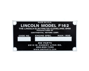 Lincoln SA-200 F162 Engine Identification Plate