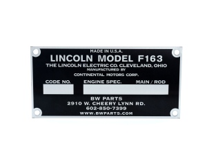 Lincoln SA-200 / SA-250(Gas) F163 Engine Identification Plate
