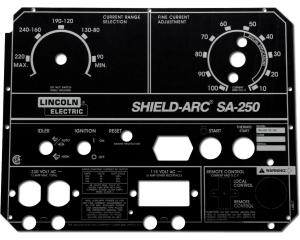 Lincoln SA-250 Perkins 3.152 Satin Black Photometal Faceplate/Nameplate (Codes 10073 & 10074)(9SL8847 / L8847)