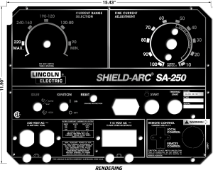 Lincoln SA-250 Perkins 3.152 Gloss Black Photometal Faceplate/Nameplate (Codes 10073 & 10074)(9SL8847 / L8847)