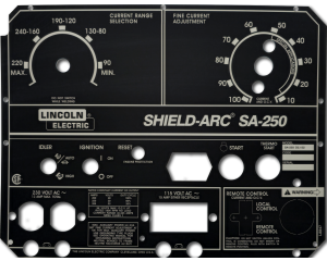 Lincoln SA-250 Perkins 3.152 Matte Black Photometal Faceplate/Nameplate (Codes 10073 & 10074)(9SL8847 / L8847)