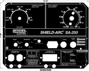 Lincoln SA-250 Perkins 3.152 Matte Black Photometal Faceplate/Nameplate (Codes 10073 & 10074)(9SL8847 / L8847)