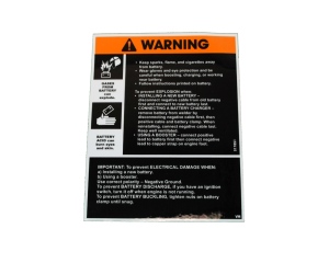 Lincoln OEM Battery Warning Decal Sticker (9SS17851 / S17851) 3 5/8" x 4 3/4"