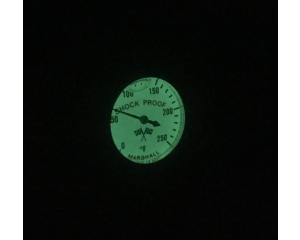 SA-200 / SA-250(Gas) Engine Water Temp Thermometer Direct Mount Shock Proof 0-250 F - GLOW IN THE DARK