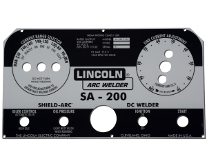 Lincoln SA-200 Black Face Matte Photometal Nameplate\Faceplate (9SL5171 / L5171)