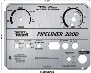 Lincoln Pipeliner 200D Welder Satin Silver Faceplate (9SL11952 / L11952)