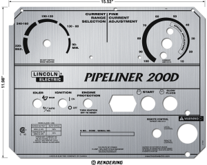 Lincoln Pipeliner 200D Welder Satin Silver Faceplate (9SL11952 / L11952)