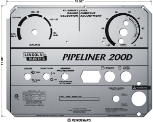 Lincoln Pipeliner 200D Welder Matte Silver Faceplate (9SL11952 / L11952)