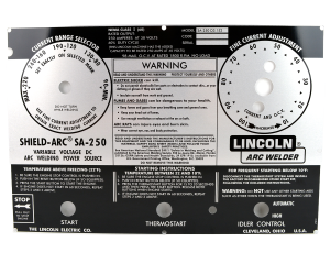 Lincoln SA-250 Perkins 3.152 Satin Two Tone Photometal FACEPLATE - Codes above 8900 (9SL7012 / L7012)