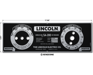 Lincoln SA-200 Red/Blue Face Matte Black Photometal Nameplate/Faceplate (9SM8803 / M8803)