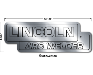 Lincoln SA-200, SA-250 "Lincoln Arc Welder" Mirrored Gloss Lite Silver Nameplate