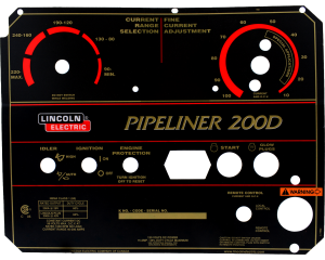 Lincoln Pipeliner 200D OEM FacePlate/Nameplate (9SL11952 / L11952)