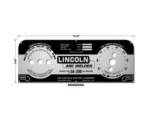 Lincoln SA-200 Matte Photometal BLACK NAMEPLATE/FACEPLATE (9SM10926-B / M10926-B)
