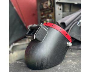 Corn Silk Carbon Fiber Welding Hood "Chopped Top"-Black-Built-In Flip-Up