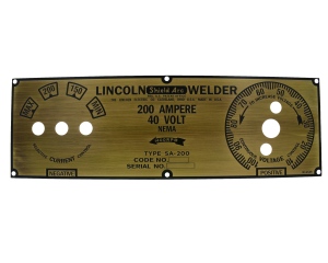 Short Hood Faceplate - Brass with Black Lettering 9SM6549
