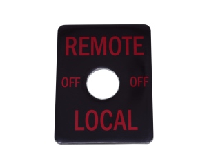 Remote Switch Plate - Black with Red Lettering